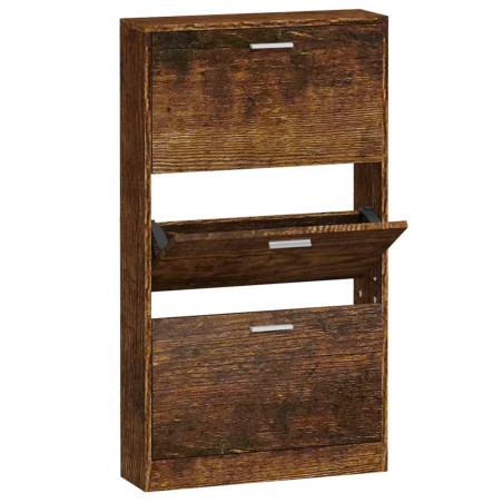 vidaXL Mueble zapatero madera contrachapada roble ahumado 59x17x108 cm