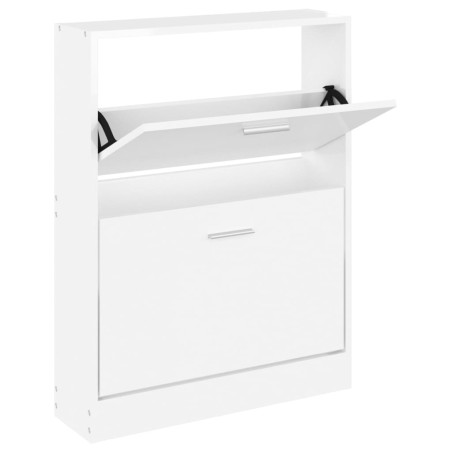 vidaXL Mueble zapatero madera contrachapada blanco brillo 59x17x81 cm
