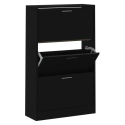 vidaXL Mueble zapatero madera contrachapada negro 63x24x103 cm