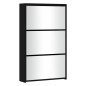 vidaXL Mueble zapatero con espejo 3 niveles negro 63x17x102,5 cm vidaXL Mueble zapatero con espejo 3 niveles negro 63x17x102,5 cm