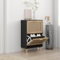 vidaXL Zapatero madera contrachapada negro ratán natural 52x25x80 cm vidaXL Zapatero madera contrachapada negro ratán natural 52x25x80 cm