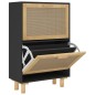 vidaXL Zapatero madera contrachapada negro ratán natural 52x25x80 cm vidaXL Zapatero madera contrachapada negro ratán natural 52x25x80 cm