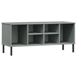 vidaXL Zapatero con patas metal OSLO madera maciza gris 106x35x45 cm