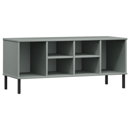 vidaXL Zapatero con patas metal OSLO madera maciza gris 106x35x45 cm