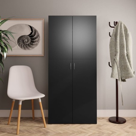 vidaXL Mueble zapatero de madera contrachapada negro 80x35,5x180 cm
