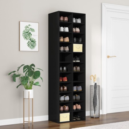 vidaXL Mueble zapatero de madera contrachapada negro 54x34x183 cm