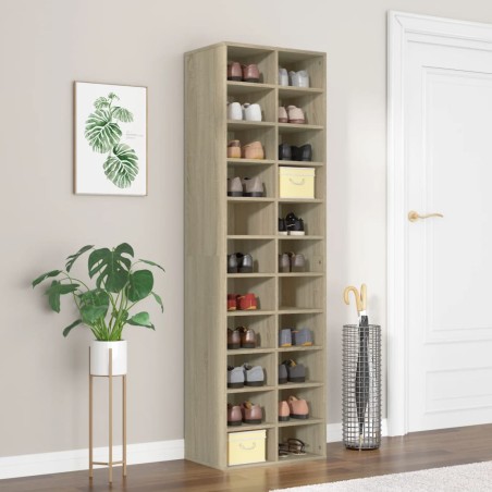 vidaXL Mueble zapatero de madera contrachapada color roble 54x34x183cm