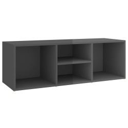 vidaXL Banco zapatero de madera contrachapada gris brillo 105x35x35 cm