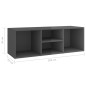 vidaXL Banco zapatero de madera contrachapada gris brillo 105x35x35 cm vidaXL Banco zapatero de madera contrachapada gris brillo 105x35x35 cm