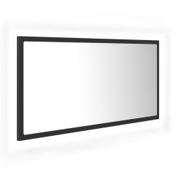 vidaXL Espejo de baño LED acrílico gris brillo 90x8,5x37 cm