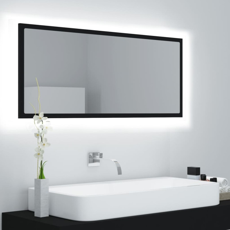 vidaXL Espejo de baño LED acrílico negro 100x8,5x37 cm vidaXL Espejo de baño LED acrílico negro 100x8,5x37 cm