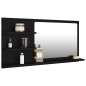 vidaXL Espejo de baño madera contrachapada negro 90x10,5x45 cm vidaXL Espejo de baño madera contrachapada negro 90x10,5x45 cm