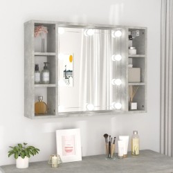 vidaXL Mueble con espejo y LED color gris hormigón 76x15x55 cm
