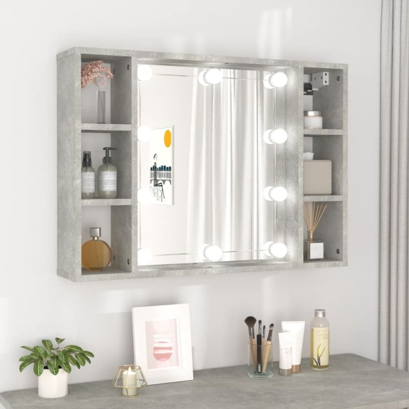 vidaXL Mueble con espejo y LED color gris hormigón 76x15x55 cm vidaXL Mueble con espejo y LED color gris hormigón 76x15x55 cm