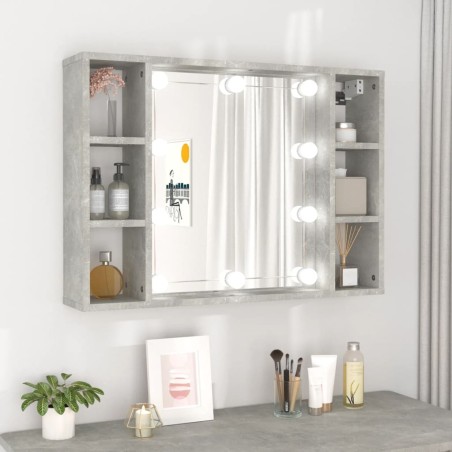 vidaXL Mueble con espejo y LED color gris hormigón 76x15x55 cm