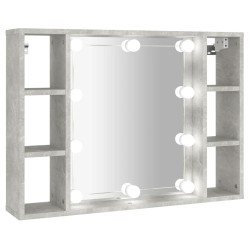 vidaXL Mueble con espejo y LED color gris hormigón 76x15x55 cm