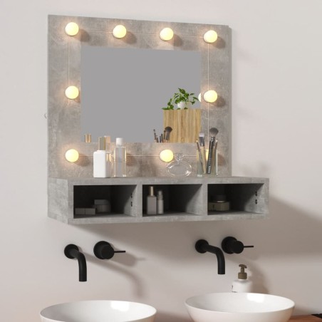 vidaXL Mueble con espejo y LED color gris hormigón 60x31,5x62 cm