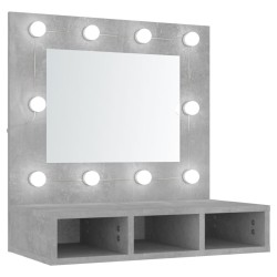 vidaXL Mueble con espejo y LED color gris hormigón 60x31,5x62 cm