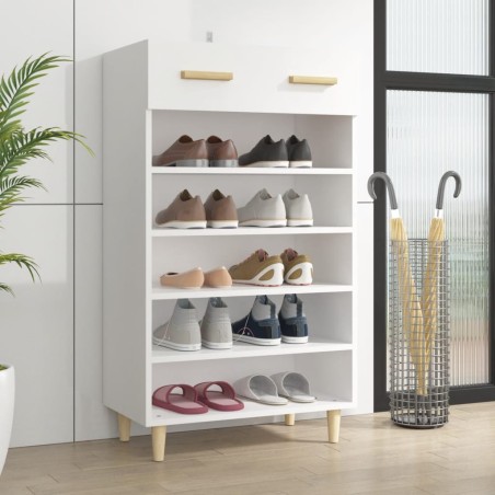 vidaXL Mueble zapatero de madera contrachapada blanco 60x35x105 cm