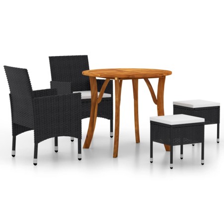 vidaXL Juego de comedor de jardín de 5 piezas negro