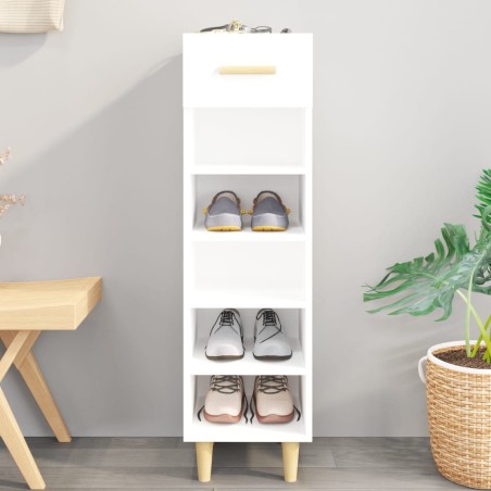 vidaXL Mueble zapatero madera contrachapada blanco brillo 30x35x105 cm