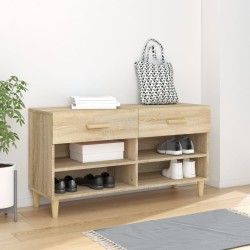 vidaXL Mueble zapatero madera contrachapada roble Sonoma 102x35x55 cm