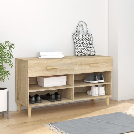 vidaXL Mueble zapatero madera contrachapada roble Sonoma 102x35x55 cm