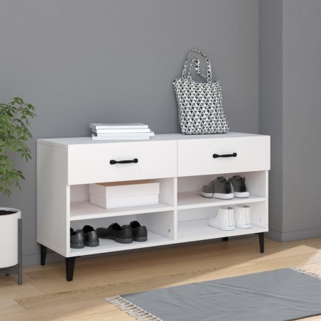 vidaXL Mueble zapatero madera contrachapada blanco 102x35x55 cm