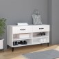 vidaXL Mueble zapatero madera contrachapada blanco 102x35x55 cm