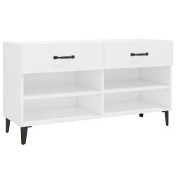 vidaXL Mueble zapatero madera contrachapada blanco brillo 102x35x55 cm