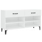 vidaXL Mueble zapatero madera contrachapada blanco brillo 102x35x55 cm vidaXL Mueble zapatero madera contrachapada blanco brillo 102x35x55 cm