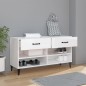 vidaXL Mueble zapatero madera contrachapada blanco brillo 102x35x55 cm vidaXL Mueble zapatero madera contrachapada blanco brillo 102x35x55 cm