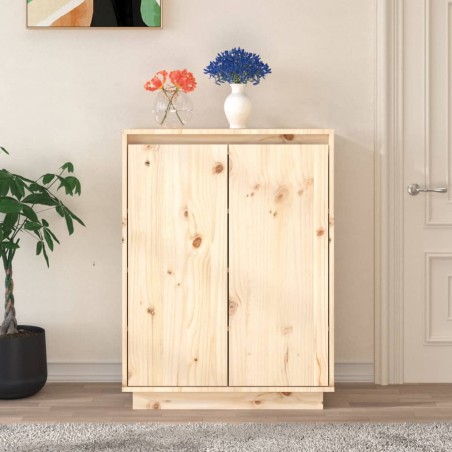 vidaXL Armario zapatero de madera maciza de pino 60x35x80 cm