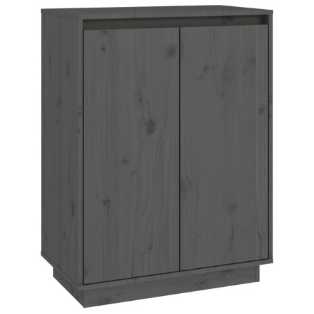 vidaXL Armario zapatero de madera maciza de pino gris 60x35x80 cm
