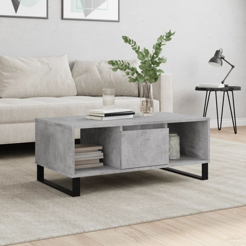 vidaXL Mesa de centro madera contrachapada gris hormigón 90x50x36,5 cm vidaXL Mesa de centro madera contrachapada gris hormigón 90x50x36,5 cm