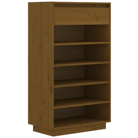 vidaXL Armario zapatero madera maciza de pino marrón miel 60x34x105 cm