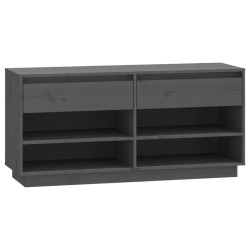 vidaXL Mueble zapatero de madera maciza de pino gris 110x34x52 cm