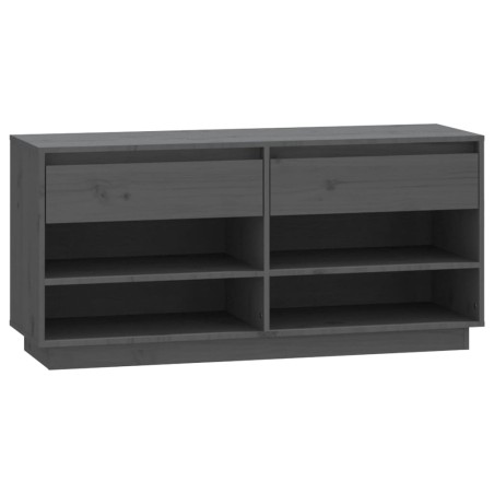 vidaXL Mueble zapatero de madera maciza de pino gris 110x34x52 cm