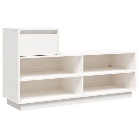 vidaXL Mueble zapatero de madera maciza de pino blanco 110x34x61 cm