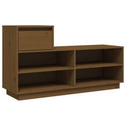 vidaXL Mueble zapatero de madera maciza pino marrón miel 110x34x61 cm