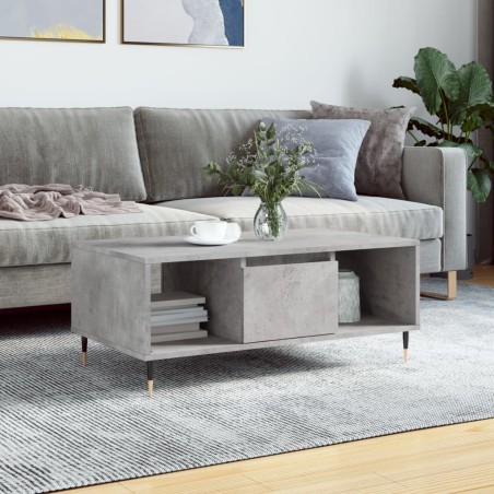 vidaXL Mesa de centro madera contrachapada gris hormigón 90x50x36,5 cm