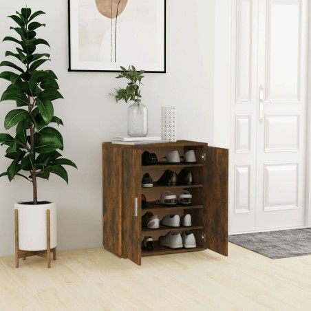 vidaXL Mueble zapatero madera contrachapada roble ahumado 60x35x70 cm