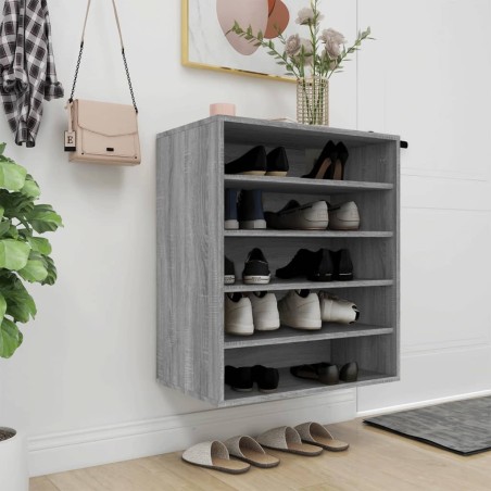vidaXL Zapatero de madera contrachapada gris Sonoma 60x35x70 cm