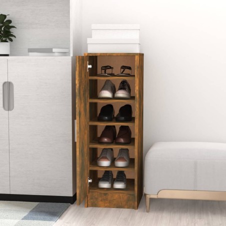 vidaXL Mueble zapatero madera contrachapada roble ahumado 32x35x92 cm