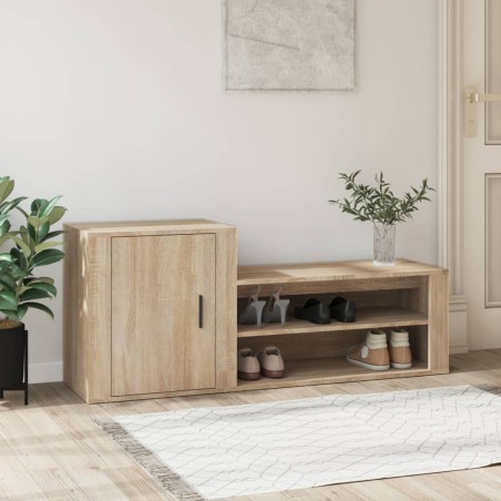 vidaXL Mueble zapatero madera contrachapada roble Sonoma 130x35x54 cm