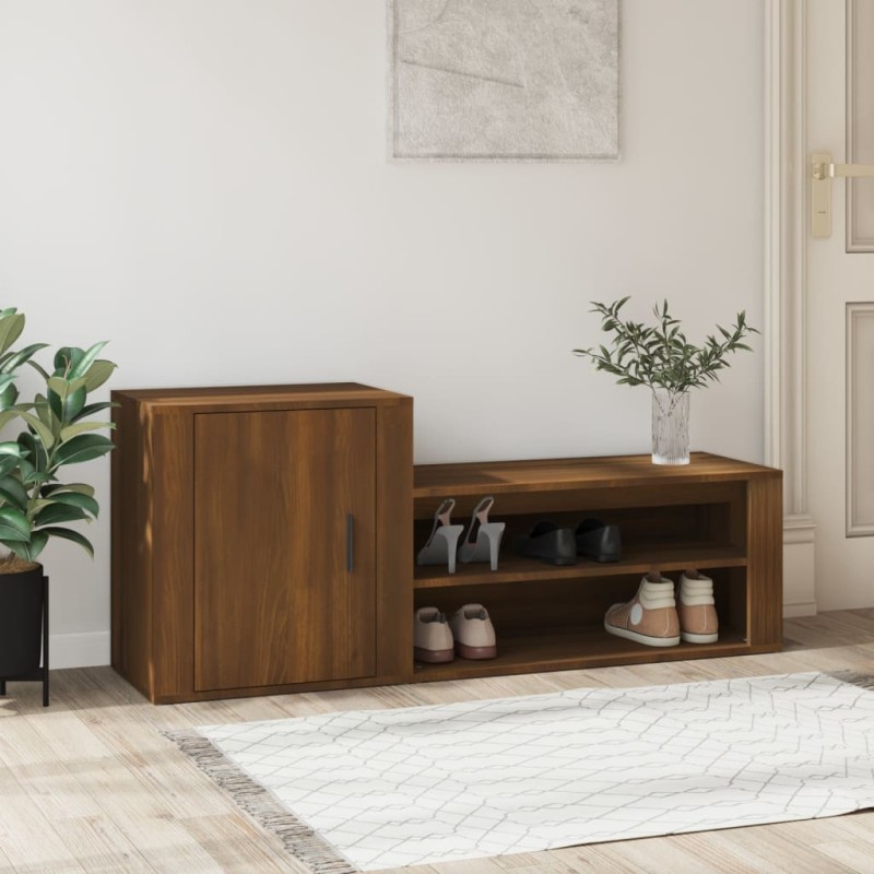 vidaXL Mueble zapatero madera contrachapada roble marrón 130x35x54 cm vidaXL Mueble zapatero madera contrachapada roble marrón 130x35x54 cm