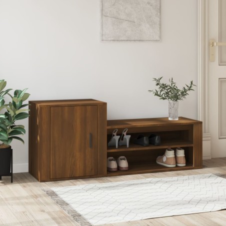 vidaXL Mueble zapatero madera contrachapada roble marrón 130x35x54 cm