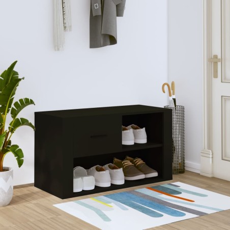 vidaXL Mueble zapatero madera contrachapada negro 80x35x45 cm