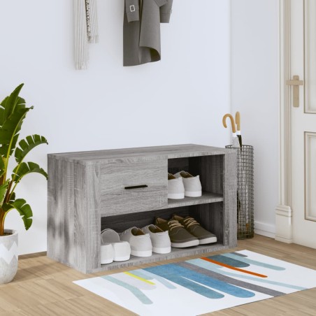 vidaXL Mueble zapatero de madera contrachapada gris Sonoma 80x35x45 cm
