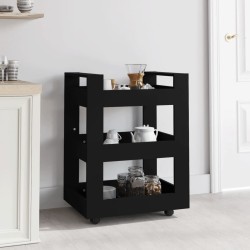 vidaXL Carrito de cocina madera contrachapada negro 60x45x80 cm